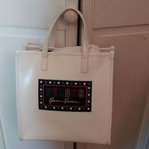 Verscace white patent leather tote